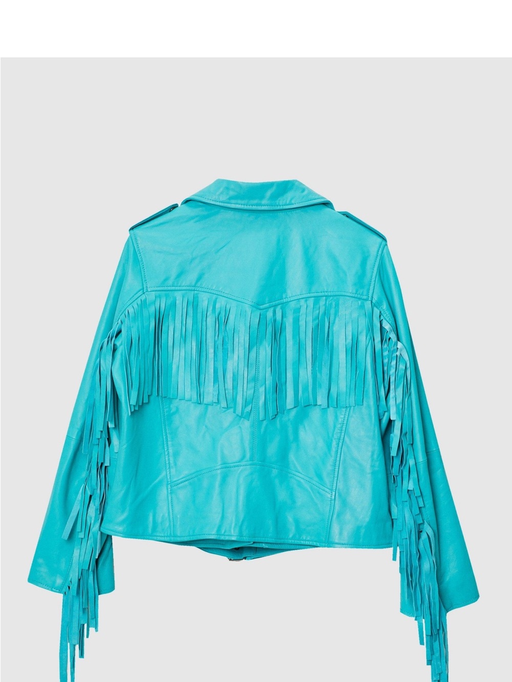 Nasty Gal Turquoise Fringe Leather Jacket